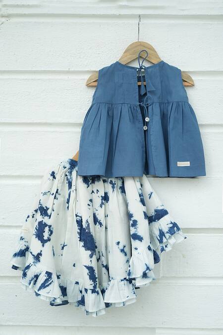 Buy Love The World Today Blue Cotton Sky Top With Tie And Dye Skirt Online at Aza Fashions Buy_Love The World Today_Blue Cotton Sky Top With Tie And Dye Skirt _Online_at_Aza_Fashions