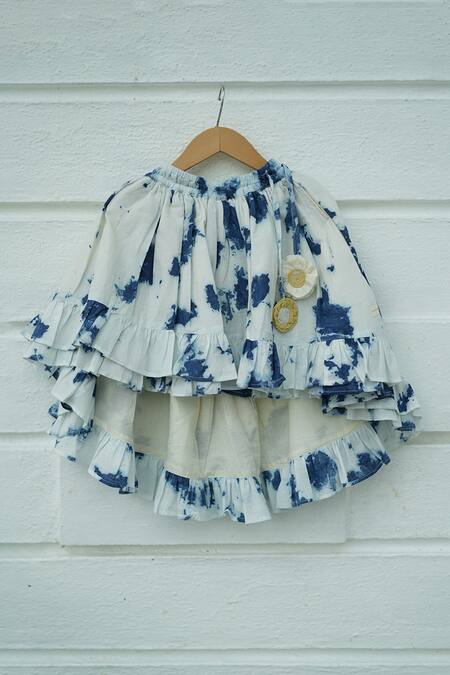 Love The World Today Blue Cotton Sky Top With Tie And Dye Skirt at Aza Fashions Love The World Today_Blue Cotton Sky Top With Tie And Dye Skirt _at_Aza_Fashions