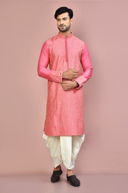 Arihant Rai Sinha Paisley Work Kurta With Dhoti Pant 