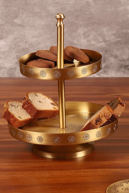 Nakshikathaa - Homeware Brass Tiered Cake stand 