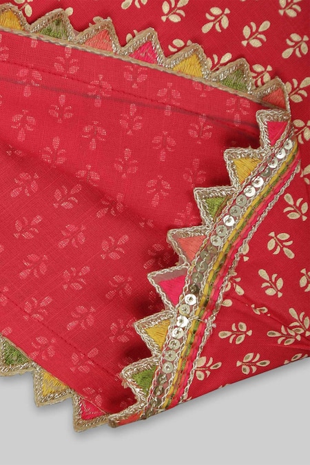 Champscloset_Pink Cotton Floral Pattern Top And Dhoti Pant Set_Online_at_Aza_Fashions