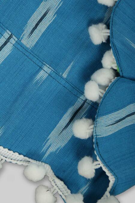 Champscloset_Blue Cotton Ikat Pattern Tunic And Pyjama Set_Online_at_Aza_Fashions