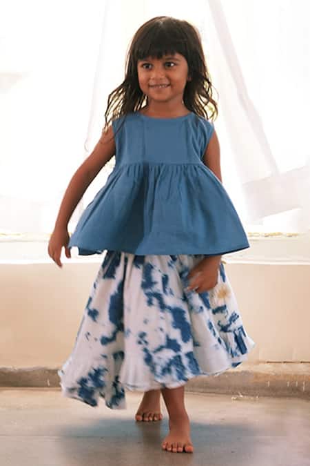 Love The World Today Blue Sky Top With Tie & Dye Skirt 