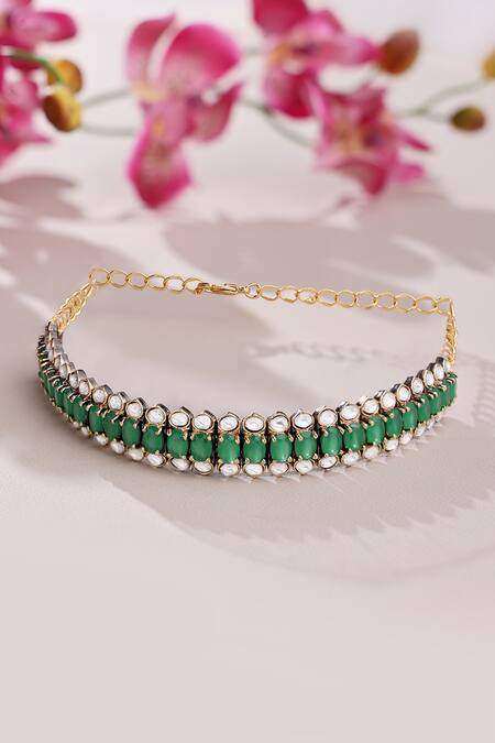 Shop Joules by Radhika Green Onyx Antique Choker at Aza Fashions Shop_Joules by Radhika_Green Onyx Antique Choker_at_Aza_Fashions