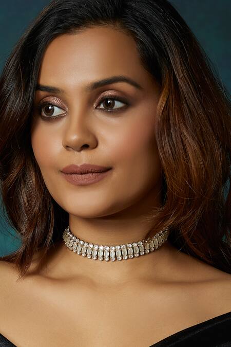 Buy Joules by Radhika Grey Cabachon Antique Choker Necklace at Aza Fashions Buy_Joules by Radhika_Grey Cabachon Antique Choker Necklace_at_Aza_Fashions