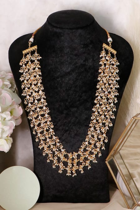 Shop_Ishhaara_Gold Plated Kundan Layered Haar _at_Aza_Fashions