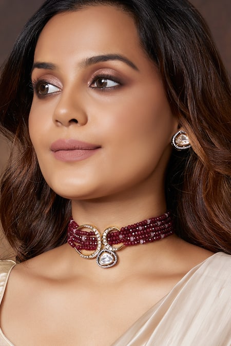 Joules By Radhika Crescent Pendant Choker Set 