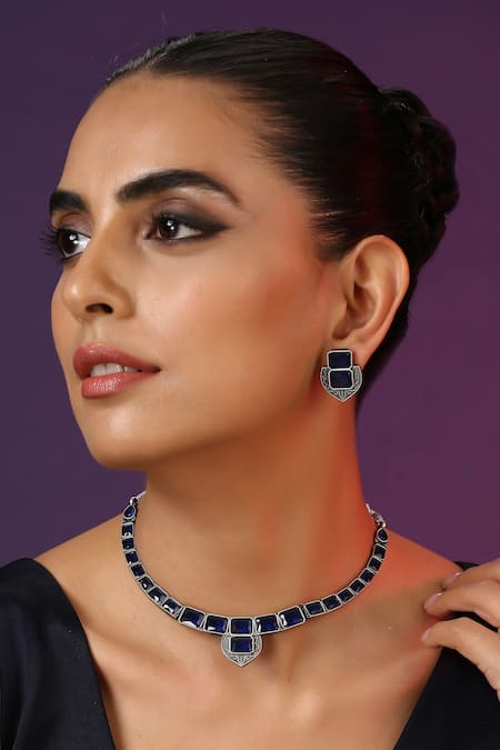 Swabhimann Sapphire Embellished Choker Set 