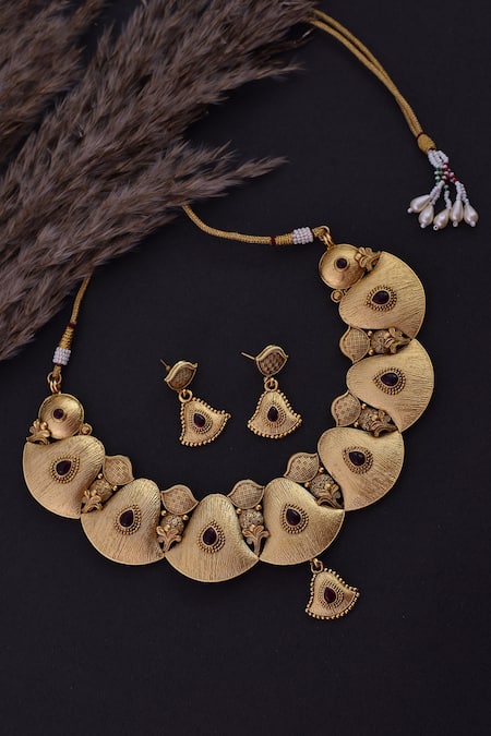 Swabhimann Textured Bell Necklace Set 