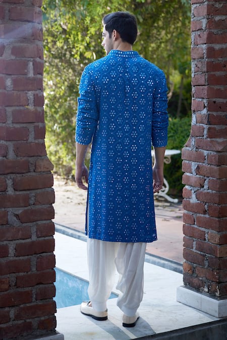 Ankit V Kapoor Ranbir Mirror Embroidered Kurta Set With Stole