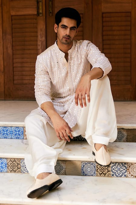 Ankit V Kapoor Yasir Stripe Embroidered Kurta Set