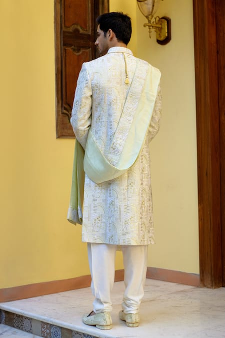 Ankit V Kapoor Zahid Thread Work Sherwani Set 