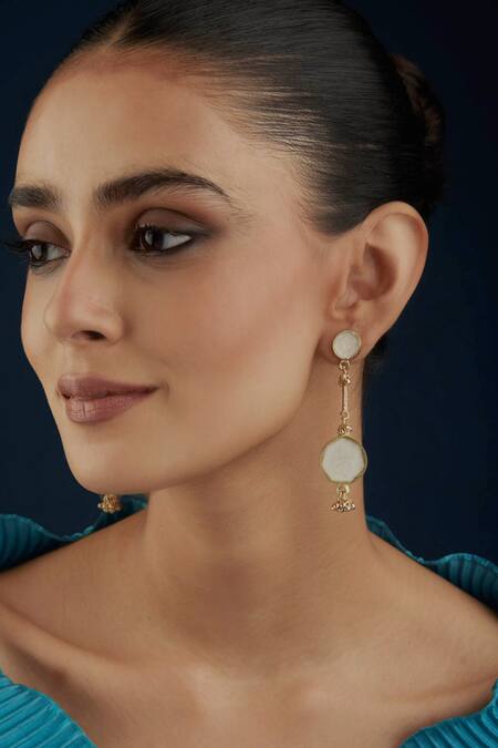 Buy Silver Long Earrings with Beads Hanging by RITIKA SACHDEVA at Ogaan  Online Shopping Site