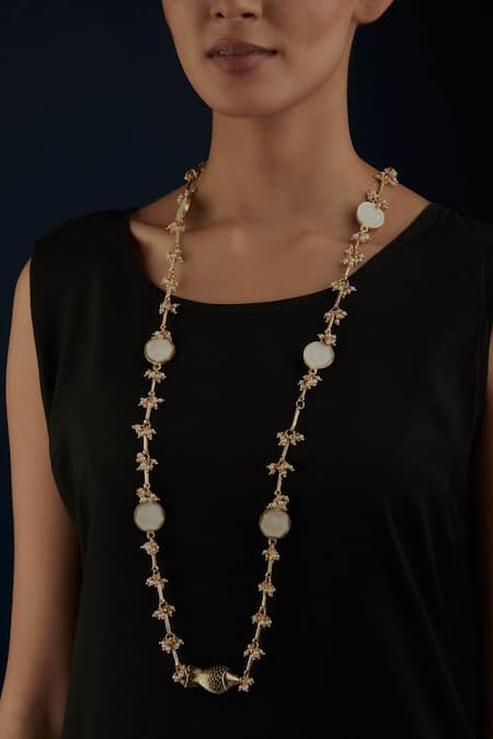 House Of Tuhina Fish Pendant Long Necklace 