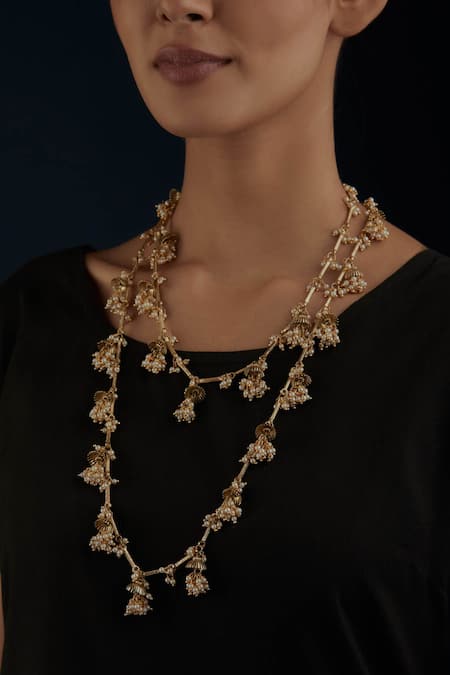 House Of Tuhina Umbrella Long Neckstring Bead Embellished Necklace 