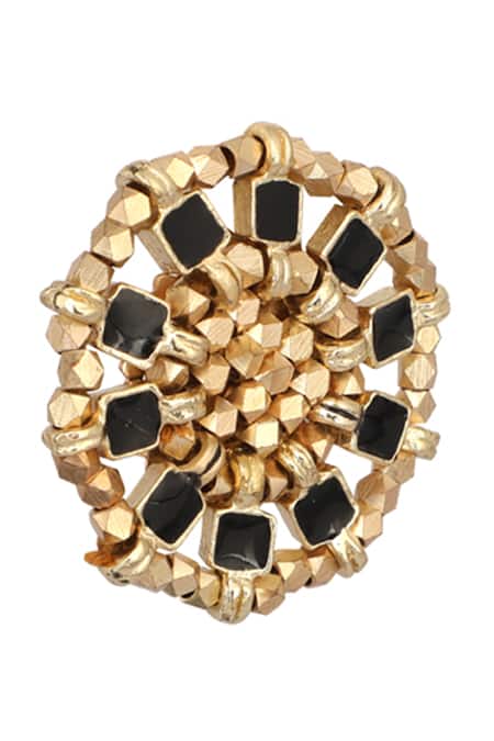 House Of Tuhina Gold Plated Stones, Cut Work Enamel Saar Beaded Studs Online at Aza Fashions House Of Tuhina_Gold Plated Stones, Cut Work Enamel Saar Beaded Studs _Online_at_Aza_Fashions