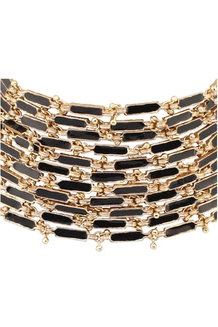 House Of Tuhina Gold Plated Enamel Link Choker Necklace Online at Aza Fashions House Of Tuhina_Gold Plated Enamel Link Choker Necklace _Online_at_Aza_Fashions