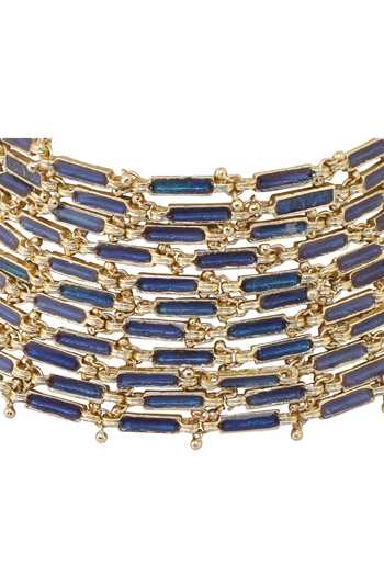 House Of Tuhina Gold Plated Glass Enamel Link Choker Necklace Online at Aza Fashions House Of Tuhina_Gold Plated Glass Enamel Link Choker Necklace_Online_at_Aza_Fashions