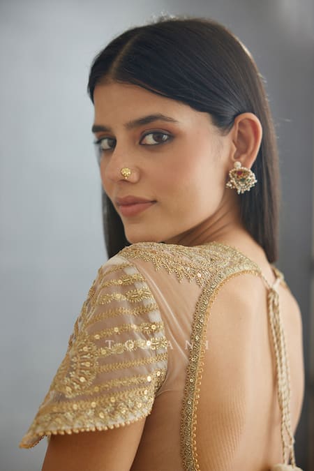 Buy Torani Ivory Cotton, Silk Embroidery Round Neck Gul Bano Yashoda Blouse Online at Aza Fashions Buy_Torani_Ivory Cotton, Silk Embroidery Round Neck Gul Bano Yashoda Blouse _Online_at_Aza_Fashions