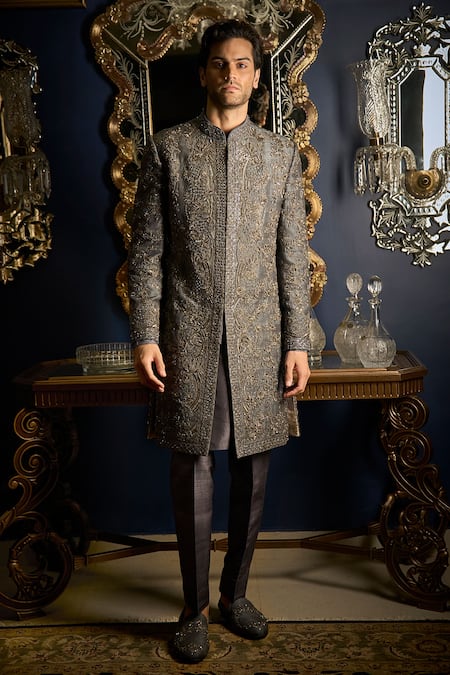 Seema Gujral Thread & Cut Dana Embroidered Sherwani Set 