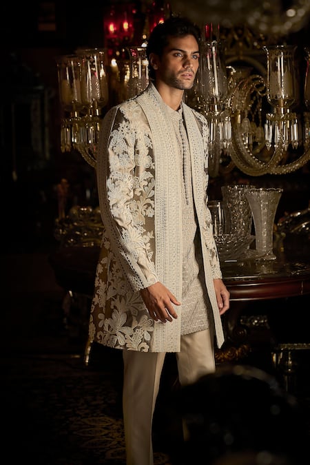 Seema Gujral Floral Embroidered Jacket & Kurta Set 