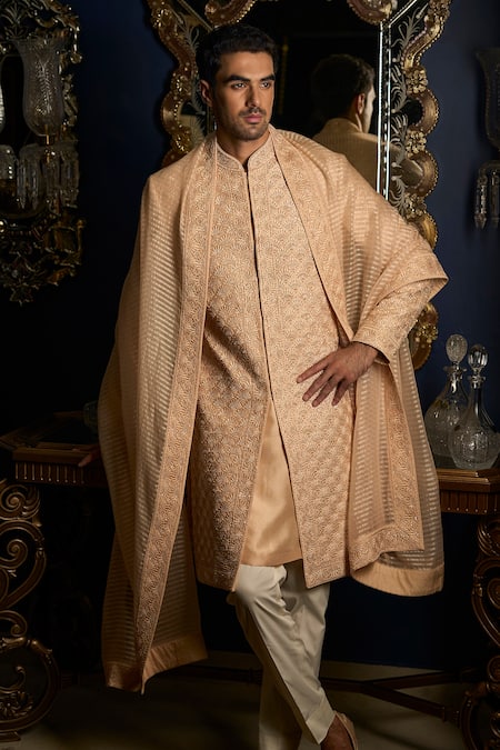 Seema Gujral Scallop Thread Embroidered Sherwani Set 