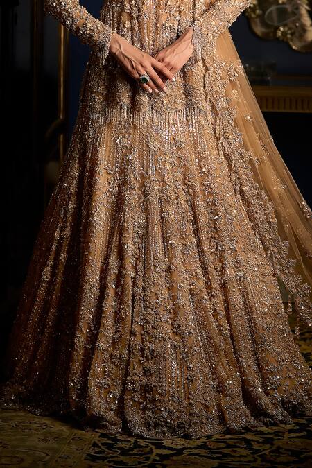 Shop Seema Gujral Gold Net Pearls, Sequins, Beads, Crystals Cut Dana Embroidered Kurta Lehenga Set Online at Aza Fashions Shop_Seema Gujral_Gold Net Pearls, Sequins, Beads, Crystals Cut Dana Embroidered Kurta Lehenga Set _Online_at_Aza_Fashions