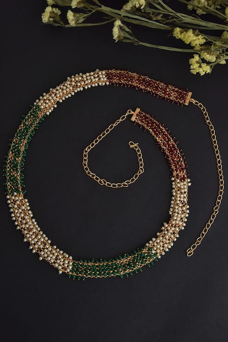 Swabhimann Pearl Embellished Beaded Kamarbandh 