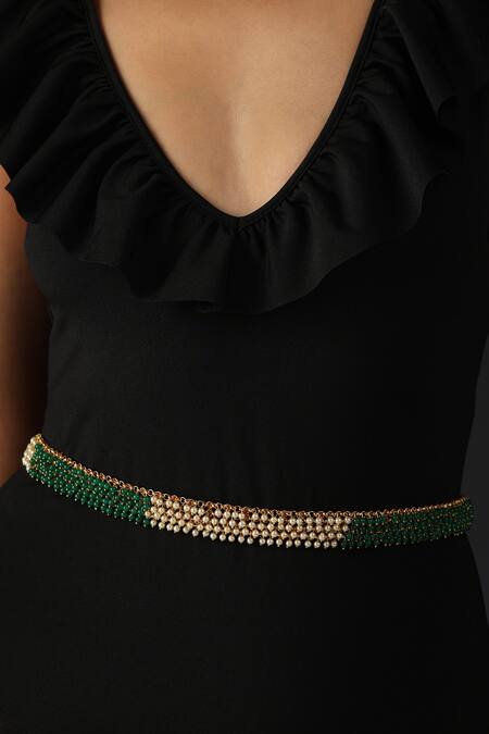 Buy_Swabhimann_Gold Plated Pearl Embellished Beaded Kamarbandh _Online_at_Aza_Fashions