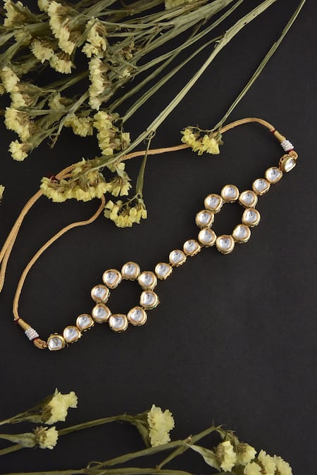 Shop_Swabhimann_Gold Plated Kundan Studded Choker Necklace _at_Aza_Fashions