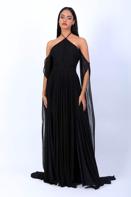 Swatee Singh Halter Neck Drape Gown 