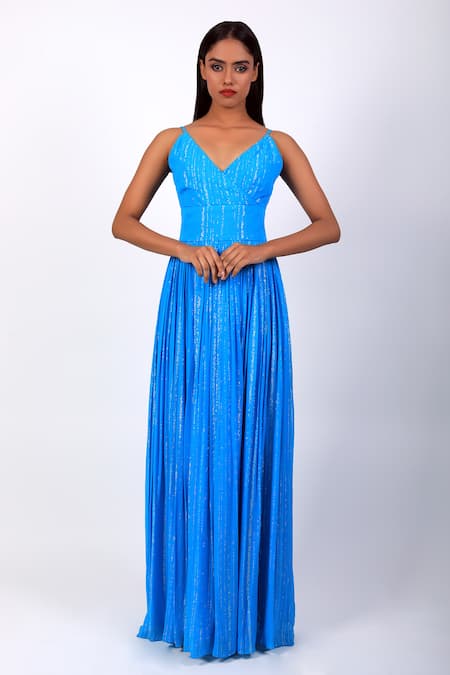 Plain blue shop maxi dress