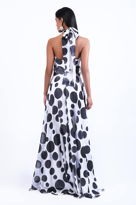 Swatee Singh Criss Cross Polka Dot Pattern Gown 