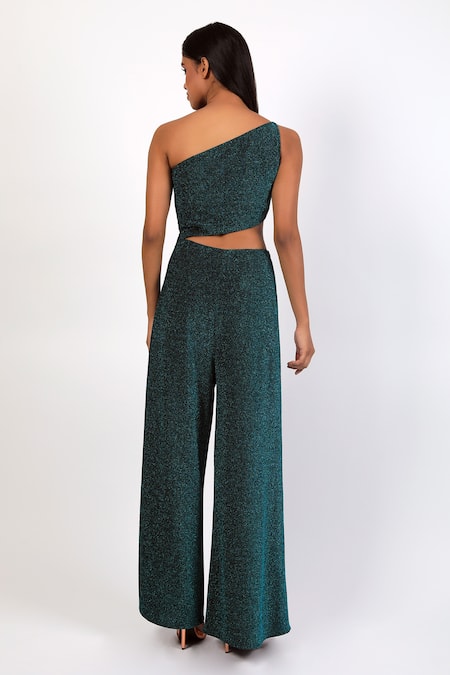 Swatee Singh Shimmer Finish Front Cut-Out Jumpsuit 