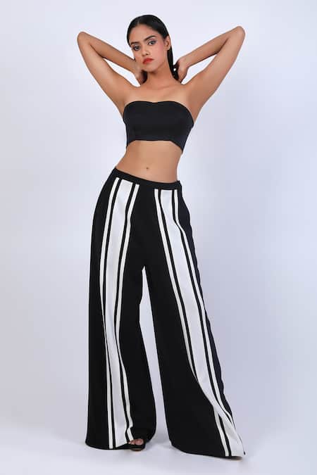 Swatee Singh Black Crepe Dual Tone Pant Online at Aza Fashions Swatee Singh_Black Crepe Dual Tone Pant_Online_at_Aza_Fashions