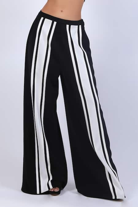 Buy Swatee Singh Black Crepe Dual Tone Pant Online at Aza Fashions Buy_Swatee Singh_Black Crepe Dual Tone Pant_Online_at_Aza_Fashions