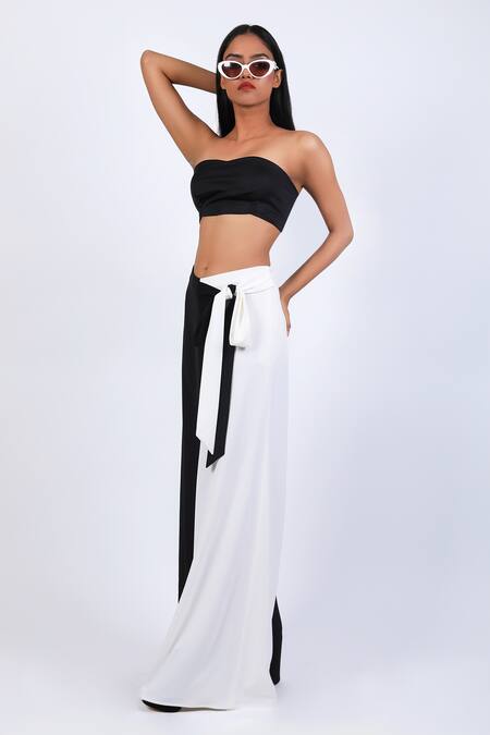 Swatee Singh Black Crepe Knotted Waist Pant Online at Aza Fashions Swatee Singh_Black Crepe Knotted Waist Pant _Online_at_Aza_Fashions