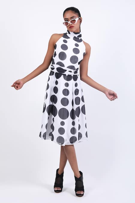 Polka dot outlet halter neck dress