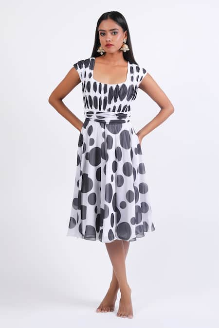 Black and white square pattern clearance dress