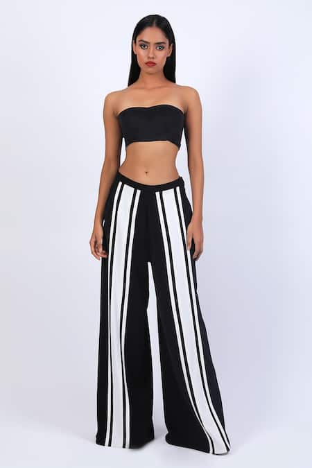 Swatee Singh Black Crepe Dual Tone Pant 