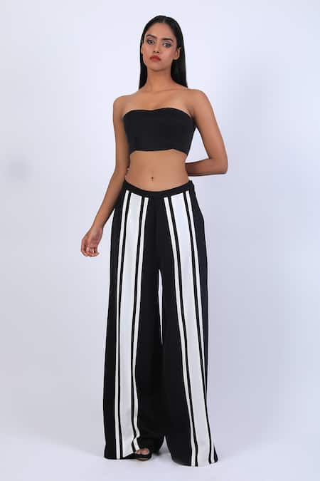 Shop Swatee Singh Black Crepe Dual Tone Pant at Aza Fashions Shop_Swatee Singh_Black Crepe Dual Tone Pant_at_Aza_Fashions