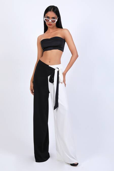 Swatee Singh Black Crepe Knotted Waist Pant 