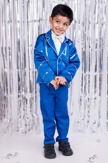 Buy_Toplove_Blue Cotton Sequins Regal Azure Blazer And Pant Set _Online_at_Aza_Fashions