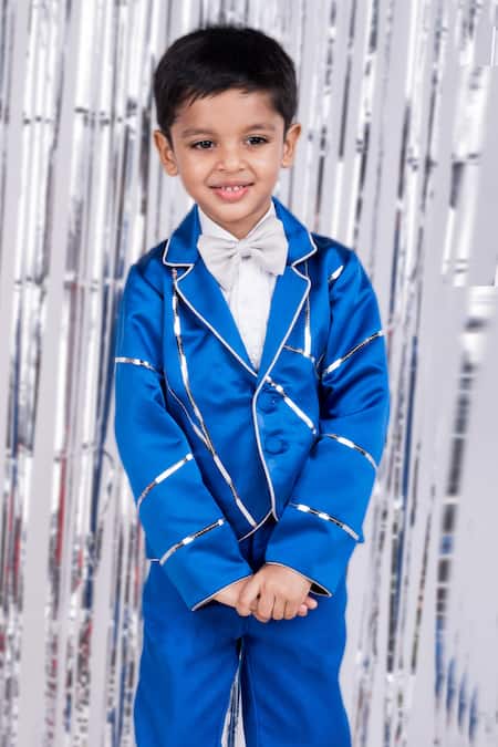 Shop_Toplove_Blue Cotton Sequins Regal Azure Blazer And Pant Set _Online_at_Aza_Fashions