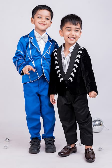 Buy_Toplove_Black Velvet, Cotton Sequins Elegant Noir Beaded Blazer And Pant Set _Online_at_Aza_Fashions