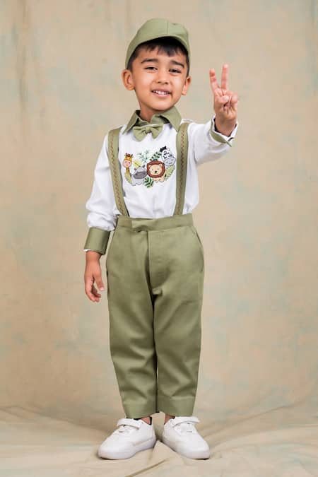 Toplove Wild Safari Embroidered Shirt & Suspender Pant Set 