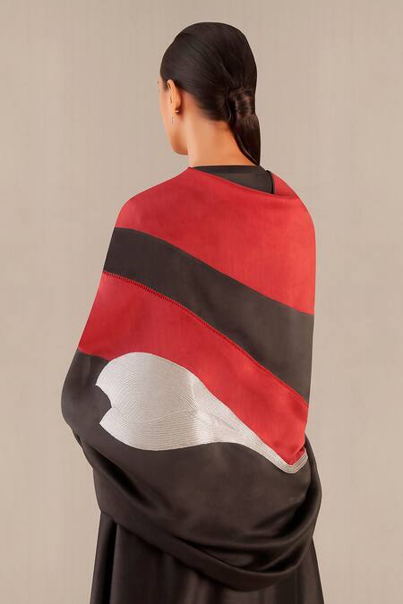 Shop Ampm Brown Chanderi Embroidery V-neck Neziha Anarkali Set at Aza Fashions Shop_Ampm_Brown Chanderi Embroidery V-neck Neziha Anarkali Set_at_Aza_Fashions