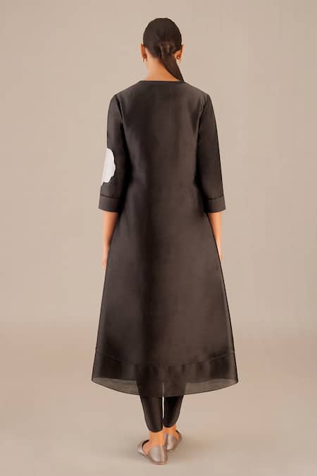 Buy Ampm Brown Chanderi Embroidery V-neck Neziha Anarkali Set Online at Aza Fashions Buy_Ampm_Brown Chanderi Embroidery V-neck Neziha Anarkali Set_Online_at_Aza_Fashions