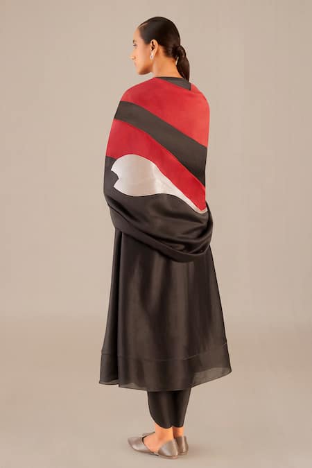 Ampm Brown Chanderi Embroidery V-neck Neziha Anarkali Set at Aza Fashions Ampm_Brown Chanderi Embroidery V-neck Neziha Anarkali Set_at_Aza_Fashions