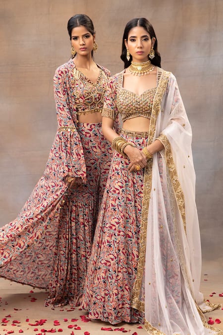 Buy Mehak Murpana Multi Color Crepe Beads, Tassels, Embroidery Sequin Embellished Blouse Cape Set Buy_Mehak Murpana_Multi Color Crepe Beads, Tassels, Embroidery Sequin Embellished Blouse Cape Set